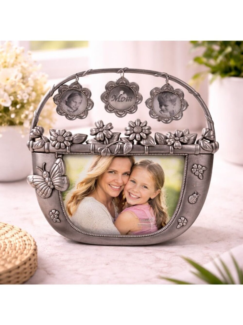 Malden Metal Picture Frame For Mom With Floral & Butterfly Details Fits 3.5"x5"
